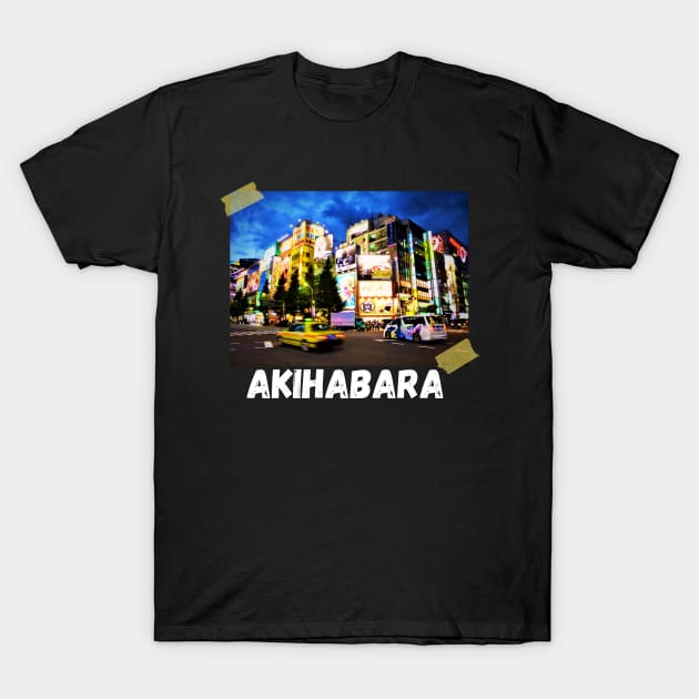 akihabara neon anime city T-Shirt by Knorowara
